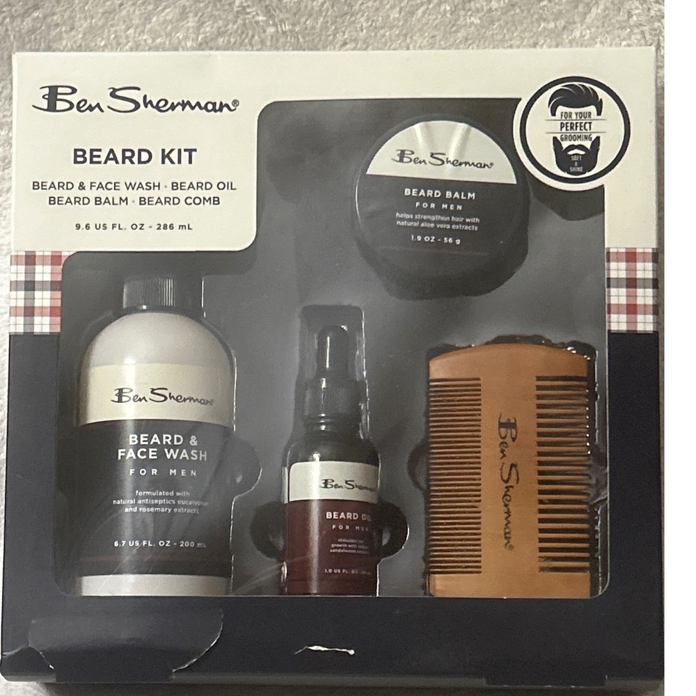 Ben Sherman Beard Kit For Men Beard & Face Wash, Balm, Oil, Comb Grooming